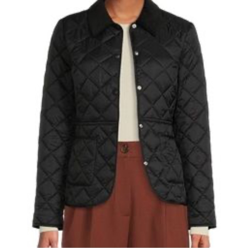 ANTONIO MELANI Claudia Quilted Point Collar Black Puffer Jacket -Size 2